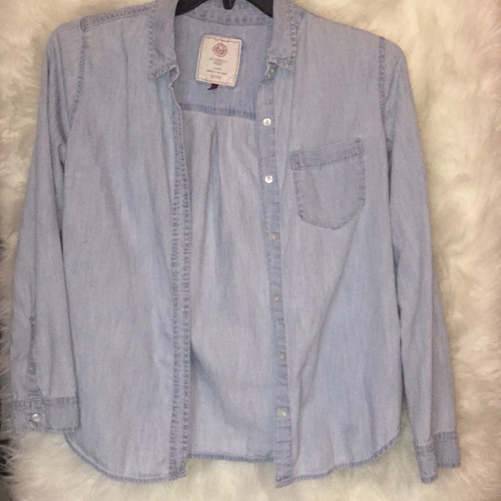 Blue jean button up sweater